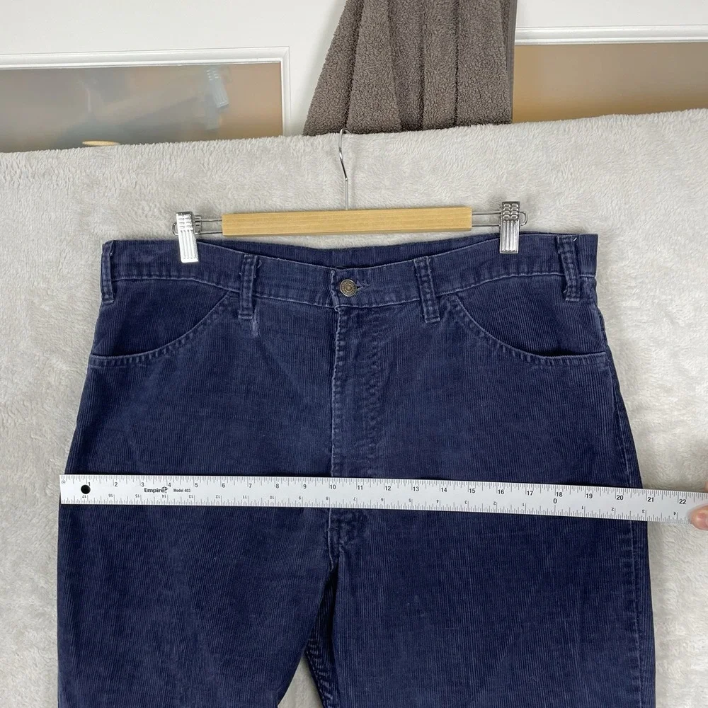 Vtg Levis 646 Bell Bottom Pants Mens 36x28 Corduroy Navy Blue 70s TALON *read*